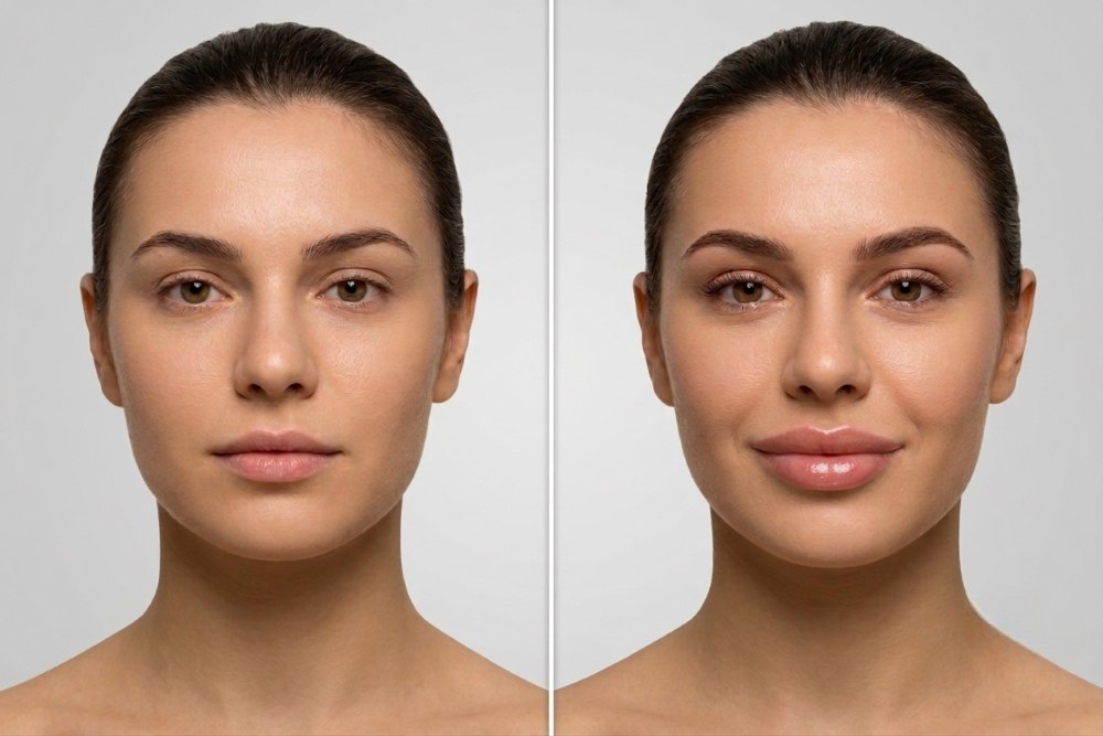Lip filler before and after